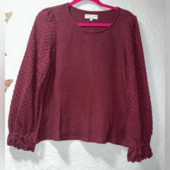Madewell Tops - Texture and Thread (Madewell) Eyelet Mix Ruffle Sleeve Blouse